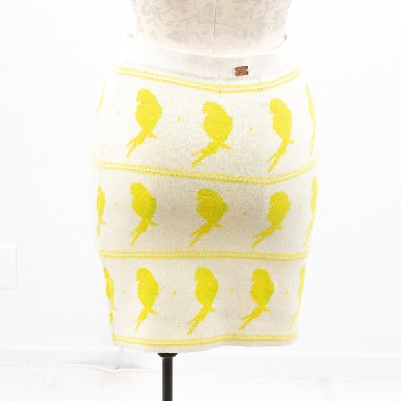For Love & Lemons Knitz S Bird Parrot Print Mini Skirt Spring Summer Neon Island - Picture 11 of 14